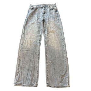 SONG Jeans Juniors 3/26 Blue Denim Wide Leg 100% Cotton Mid Rise Light Wash
